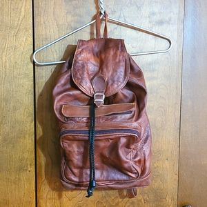 Brown pleather bookbag/hobo bag/purse